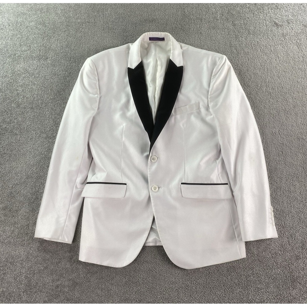 Vinci Tuxedo Jacket 42 R White Black Polyester Formal Wedding Premium Designer